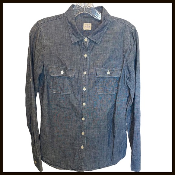 Women’s J. Crew Factory The Perfect Shirt 2 Pocket Long Sleeve Button Down Small - Picture 1 of 5